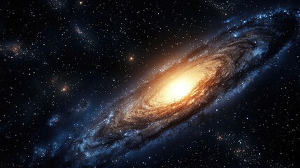 Fototapeta premium Stunning galaxy with vibrant colors, featuring a bright core and swirling arms, set against a starry cosmic backdrop.