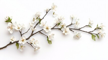 A beautifully embellished branch with exquisite flowers, perfect for greeting cards or poster designs against a clean white backdrop.