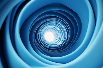 Fototapeta premium Abstract Blue Swirling Tunnel Leading to Light
