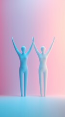 Fototapeta premium 3D silhouette people connection unity concept Creative figurines celebrating joy