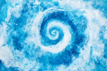 Abstract Blue Watercolor Swirl with White Center