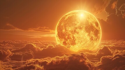 Golden Moon in the Clouds - A Dreamy Landscape