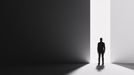 A striking poster template showcases a silhouetted figure against a blank backdrop, perfect for personal branding or inspirational quotes.