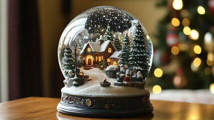 Cozy Village Scene in a Snow Globe for Christmas