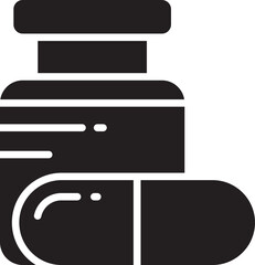 Medicine Bottle and Capsule Icon