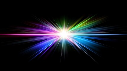 Abstract colorful starburst on a black background.