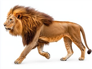Fototapeta premium Majestic Lion Walking with Flowing Mane
