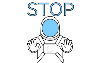 ストップの合図、体の前に手を突き出す宇宙飛行士