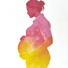 柔らかいオーラをまとった妊娠中の女性のシルエット