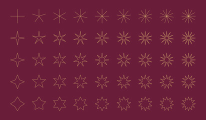Star Icon Set - Different style of stars, simple outline design, constellations, galaxies, rating, celebrities icon