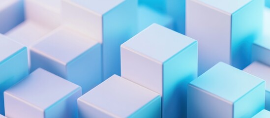 Abstract 3D Render of a Blue and White Cube Structure