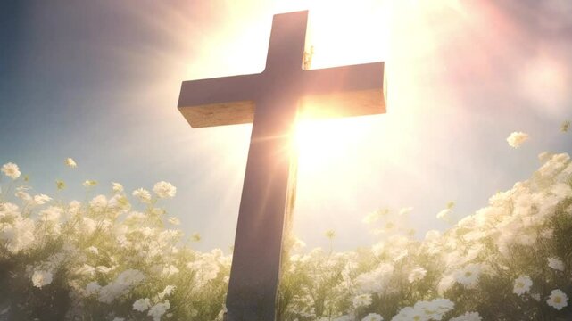 cross with flower