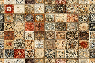 Tile pattern featuring intricate designs in various colors