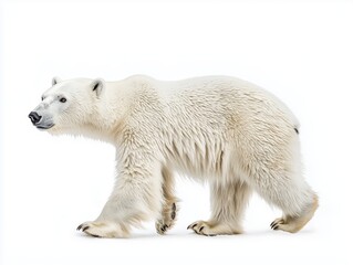 Polar Bear Walking on Ice with Thick Fur