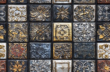 Tile pattern featuring intricate designs in various colors