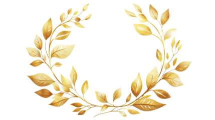 golden laurel wreath on transparent background