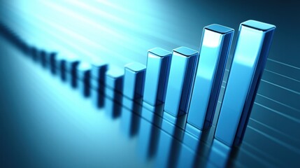 A 3D bar graph representing growth and progress in a business context.