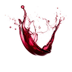 Red wine splash isolated on transparent background 