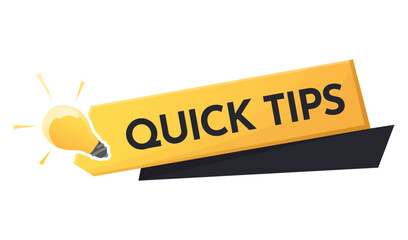 Quick tips icon or symbol with black and yellow color. Lightbulb element suitable for web. Vector illustration for helpful advice, tricks, solution or suggestion concept