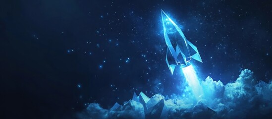 Obraz premium Crystal Rocket Ascending Through Starry Night