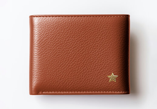 Flatlay Leather Wallet Mockup With Generative AI