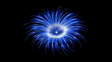 Fototapeta premium Abstract blue light design with a swirling center against a black background.