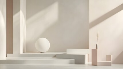 Pastel Toned Minimalist Geometric Composition Featuring Clean and Refined Visuals Evoking a Serene and Elegant Ambiance
