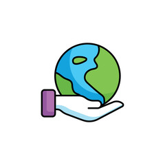 Earth Care icon design with white background stock illustration