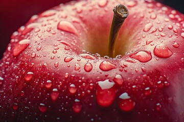 Apple with droplets Macro Close-Up Shot .generative ai