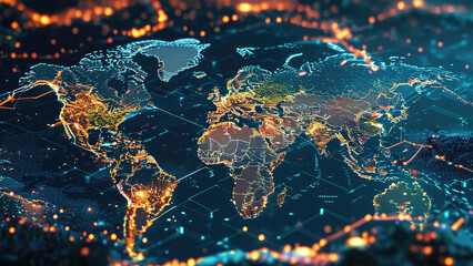Fototapeta premium Global Data Network: Cyber Map