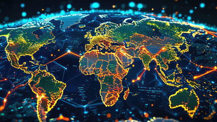 Fototapeta premium Global Data Network: Cyber Map