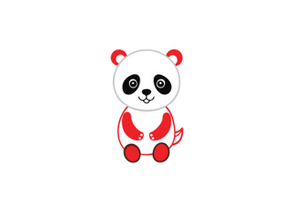 Cute cartoon panda sticker vector illustration