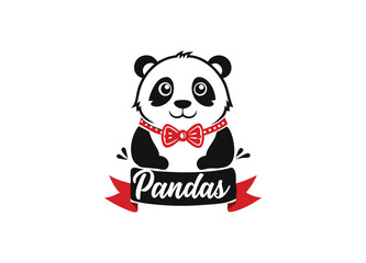 Cute cartoon panda sticker vector illustration