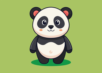 Cute cartoon panda sticker vector illustration
