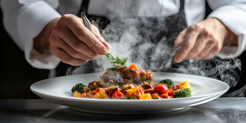 Artistic Presentation of Sushi with Dynamic Smoke Effect