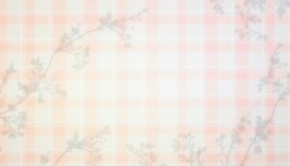 Subtle floral pattern on a light plaid background with copy space