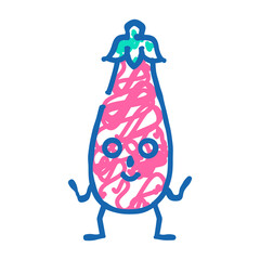 eggplant character doodle icon sketch vector. eggplant character sign. isolated symbol illustration