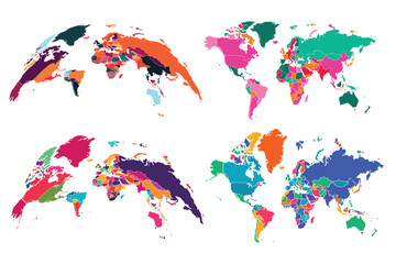 Fototapeta premium World map vector grey isolated on white background. Flat Earth.Spherical Curved World Map.