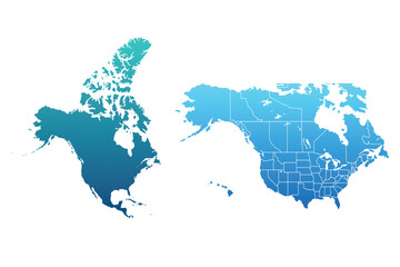North America map with USA and Canada.