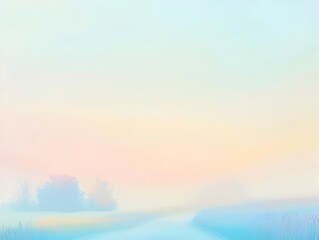 Fototapeta premium Serene and Captivating Pastel Abstract Gradient Scene with Delicate Blends of Blue Pink and Yellow Hues Evoking a Tranquil Countryside Atmosphere in a Modern Impressionist Style