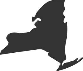 silhouette of new york map vector art illustration isolated on transparent background.