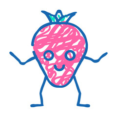 strawberry berry character doodle icon sketch vector. strawberry berry character sign. isolated symbol illustration