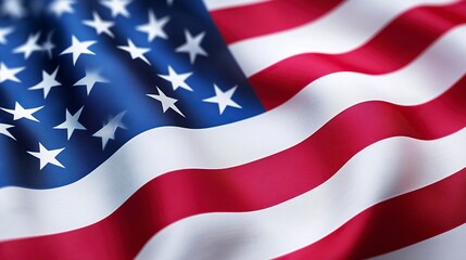 Obraz premium Close up waving flag of America .generative ai