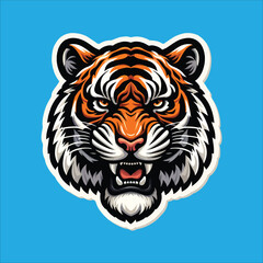 tiger head sticker vector illustration