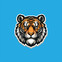 tiger head sticker vector illustration
