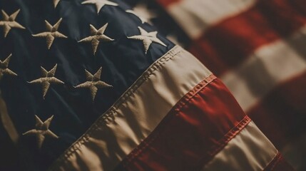 Close up waving flag of America .generative ai