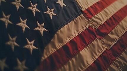 Close up waving flag of America .generative ai