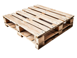 A wooden pallet isolated on a transparent or white background, perfect for showcasing shipping, warehouse, logistics, or storage-related concepts in a clean, professional design.