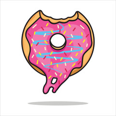 Melted Donut Bite Vector Illustration