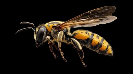 bee Macro specimen, Flying insect , side front back,